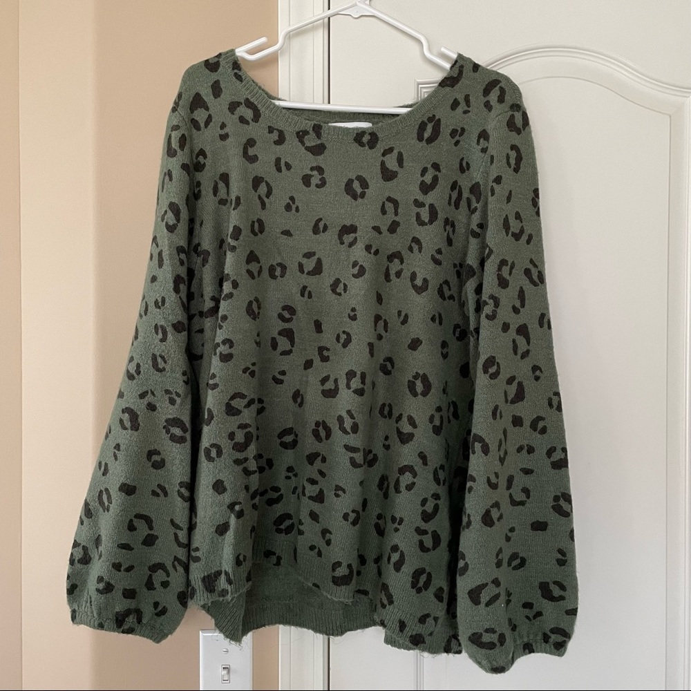 Green Cheetah Print Sweater